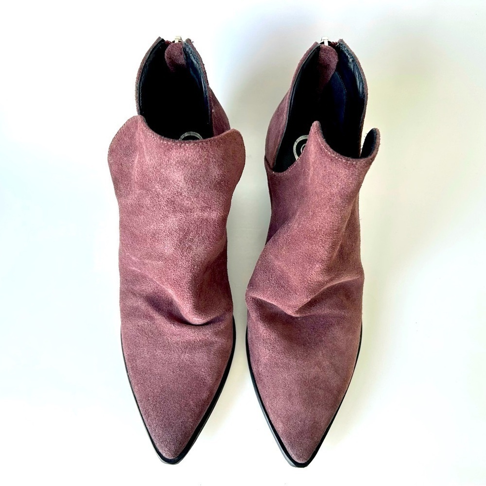 Golo Suede Tucson Ankle Boots Purple Eggplant Block Heel Western Back Zip Size 8 - Picture 6 of 13